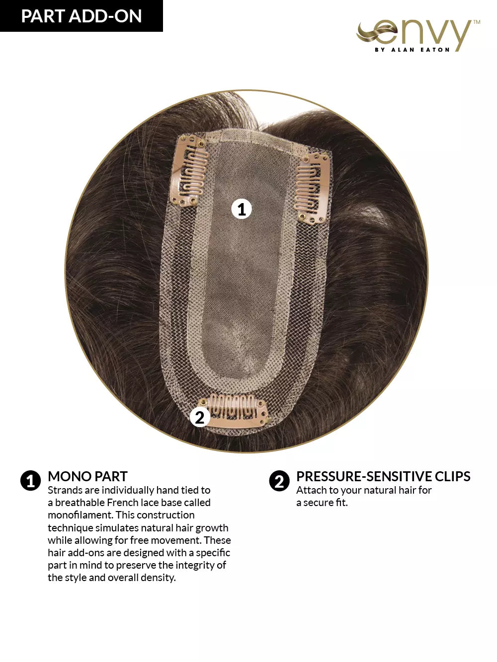 Add-On Part By Envy I 100% HUMAN HAIR